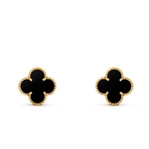 VINTAGE STYLE ALHAMBRA BLACK FOUR LEAF CLOVER EARRINGS